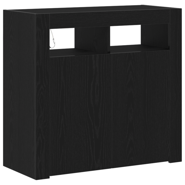 Buffet  com Luzes LED em Carvalho Preto 80x35x75 cm em Madeira Revestida M 2
