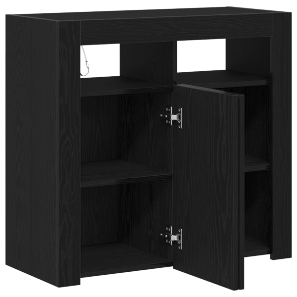 Buffet  com Luzes LED em Carvalho Preto 80x35x75 cm em Madeira Revestida M 5