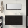 Mueble de lavabo con espejo madera roble negro 90x45x1.5 cm 4
