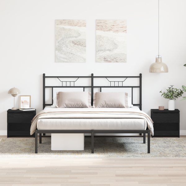 Conjunto de camas de cabeceira  2 pcs Carvalho Preto 40x30x39 cm em madeira de engenharia M 4