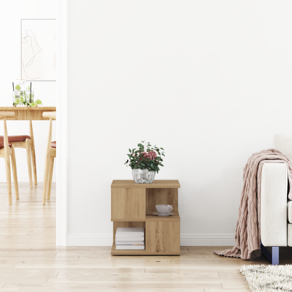 Mesa Lateral  de Roble Hecha a Mano 40x40x40 cm de Madera M 4