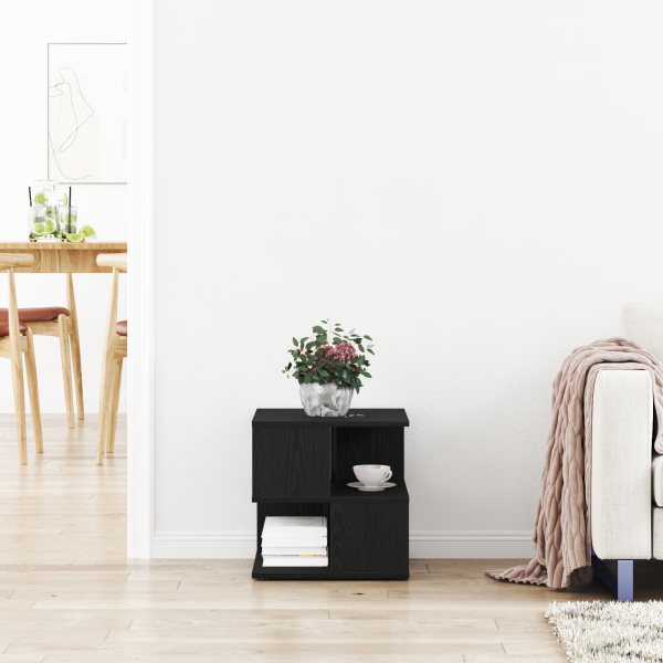 Mesa de Apoio  Preta em Carvalho 40x40x40 cm de Madeira de Engenharia M 4