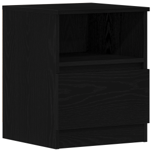 Mesa de Noche  Negra Roble 40x40x50 cm Madera H