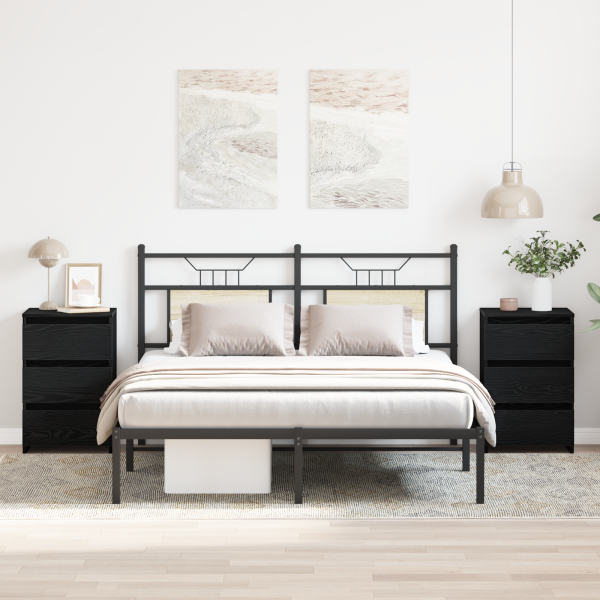 Mesas de Noche 2 pcs Negro Roble 40x35x62.5 cm Madera Ing. D