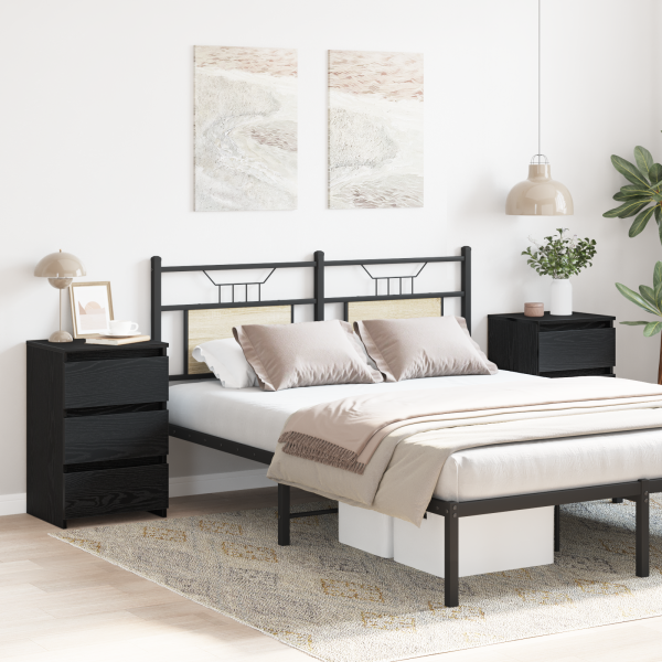 Cômodas de cabeceira  2 pcs Carvalho Preto 40x35x62.5 cm Madeira engenheirada M 4