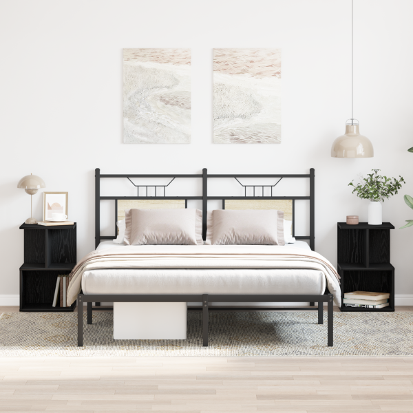 Mesitas de noche 2 uds madera ingeniería roble negro 35x35x55cm D