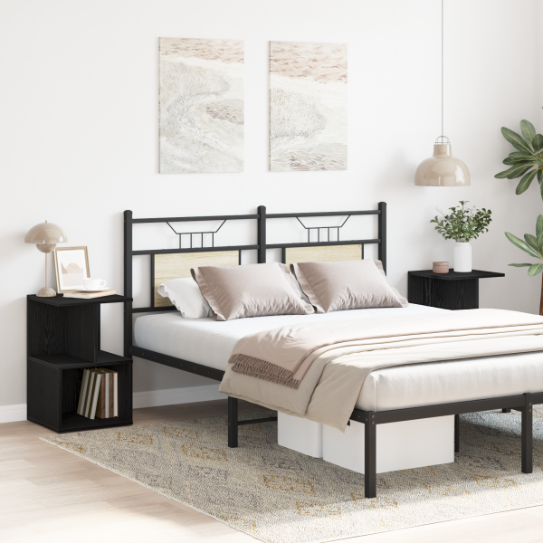 Mesas de cabeceira 2 pcs Madeira de Carvalho Preto 35x35x55 cm Madeira engenheirada M 4