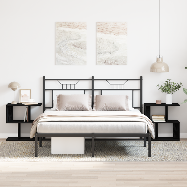 Mesitas de noche 2 uds madera roble negro 50x30x51.5 cm D