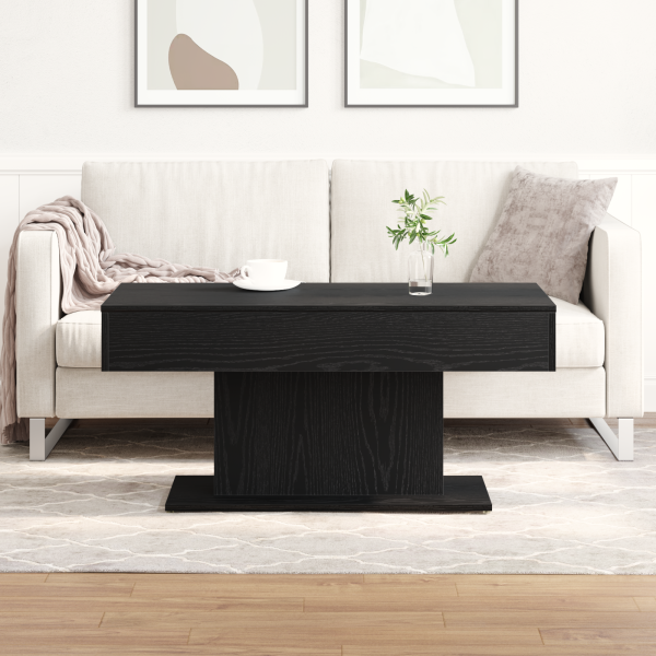 Mesa de Café  Negra Roble 96x50x45 cm Madera M 4