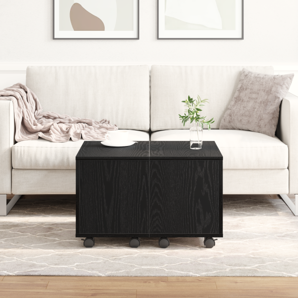 Mesa de Café  Carvalho Preto 60x60x38 cm Madeira Injetada M 4