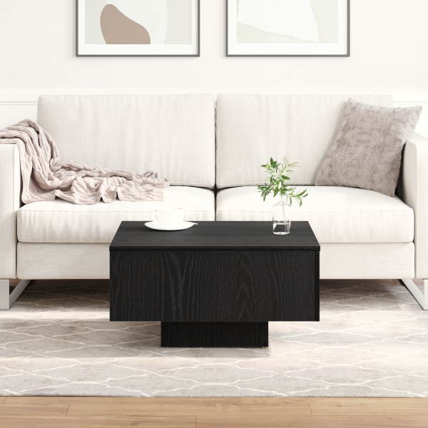 Mesa de Café  Carvalho Preto 60x60x31.5 cm Madeira de Engenharia M 4