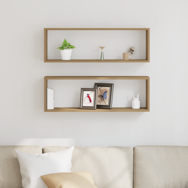 Estanterías de pared 2 uds madera roble artisan 80x15x26 cm M 4