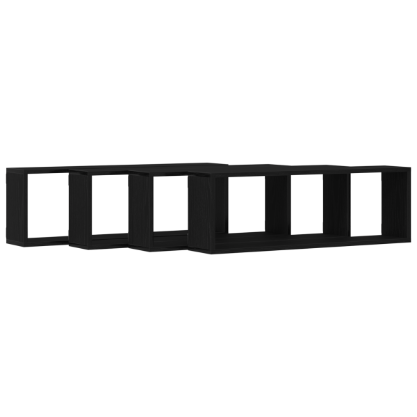 Estantes de pared  4 pcs Negro Roble 80x15x26 cm Madera hecha M 5