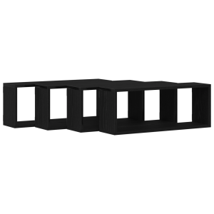 Conjunto de Prateleiras  de 4 - Carvalho Preto - 60x15x23 cm - Feito de Madeira Engenharia H