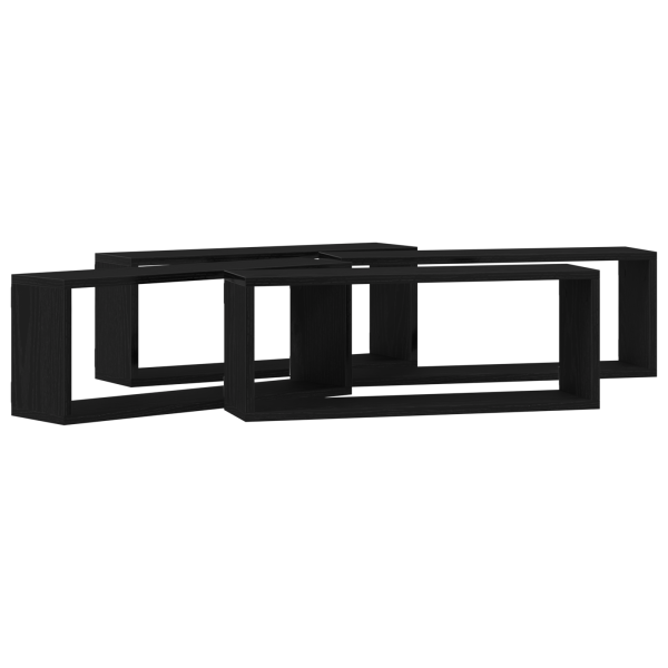 Conjunto de Prateleiras  de 4 - Carvalho Preto - 60x15x23 cm - Feito de Madeira Engenharia M 5