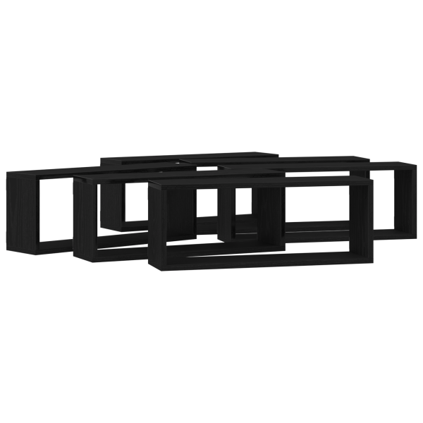 Estantes de Parede  6 pcs Carvalho Preto 60x15x23 cm Madeira Engenharia M 5