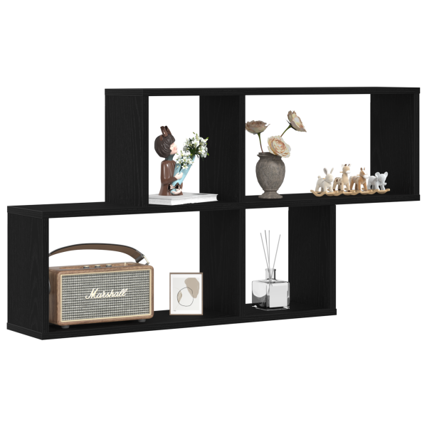 Armário de Parede de Carvalho Preto  76x15x53 cm Feito de Madeira Engenharia M 3