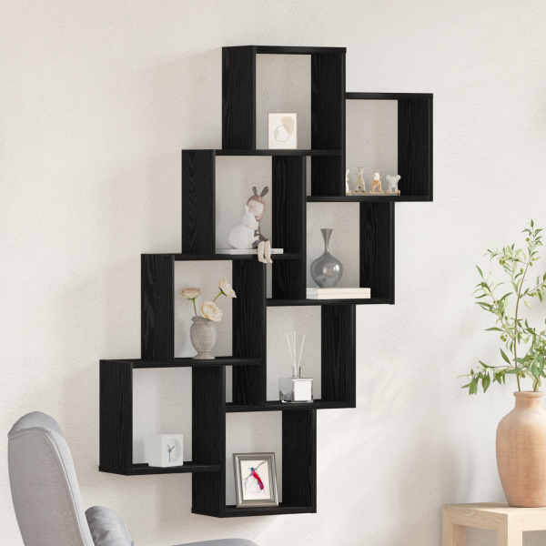 Armario de pared de madera negro roble 90x15x119.5 cm D