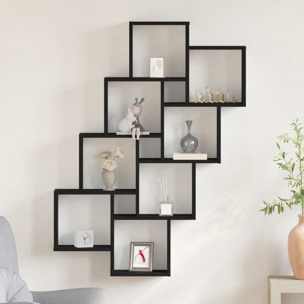 Armario de pared de madera negro roble 90x15x119.5 cm M 4