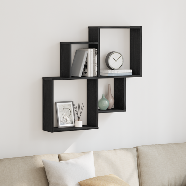 Armario de pared  Negro Roble 80x15x78.5 cm Madera de ingeniería D