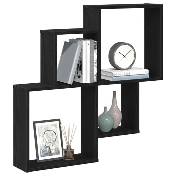 Armario de pared  Negro Roble 80x15x78.5 cm Madera de ingeniería M 3