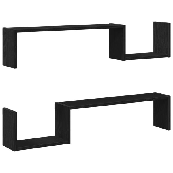 Estanterías de pared 2 uds madera roble negro 100x15x70 cm M 2