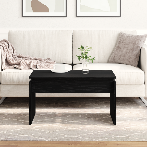 Mesa de café  Negra de Roble 68x38x50 cm de Madera Compuesta D