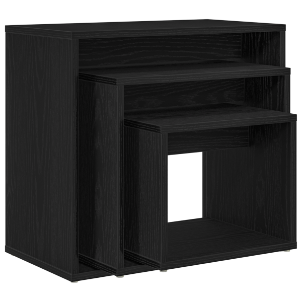 Set de mesas apilables 3 uds madera ingeniería roble negro M 5