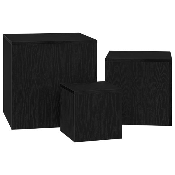 Set de mesas apilables 3 uds madera ingeniería roble negro M 5