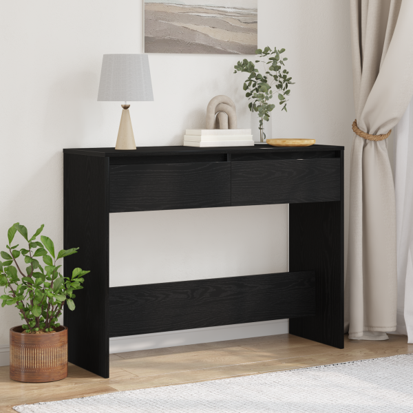 Mesa consola madera de ingeniería roble negro 100x35x76.5 cm M 4