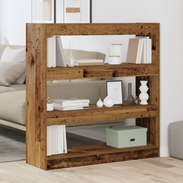 Estantería separadora espacios madera rústica 100x30x103 cm M 4