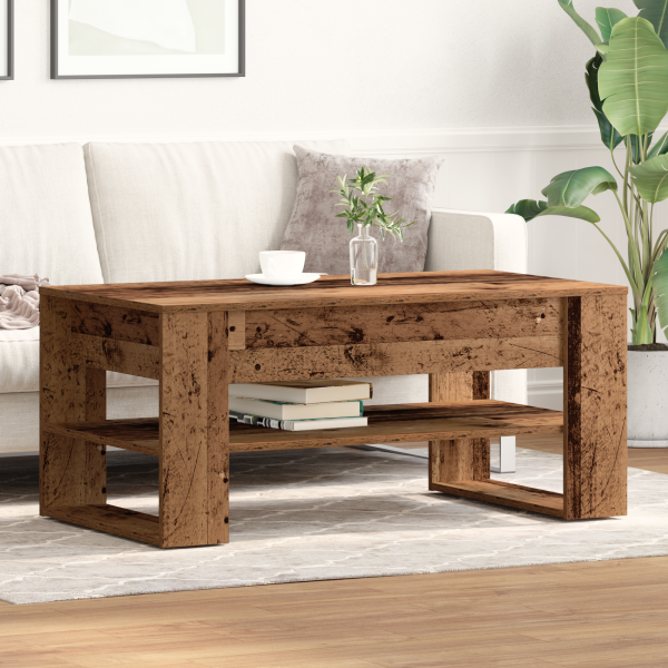 Mesa de café  de madera reciclada 102x55x45 cm de madera de ingeniería D