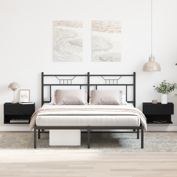 Mesitas de noche 2 uds madera de ingeniería roble negro D