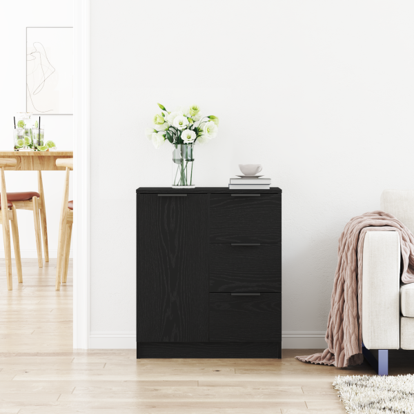 Buffet de Carvalho Preto  60x30x70 cm Feito de Madeira Ingenerada M 4