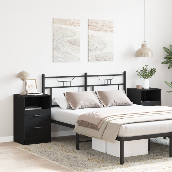 Camas de cabeceira  2 pcs Carvalho Preto 40x35x65 cm Madeira engenheirada M 4