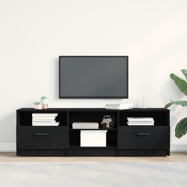 Mueble de TV madera de ingeniería roble negro 150x33.5x45 cm D