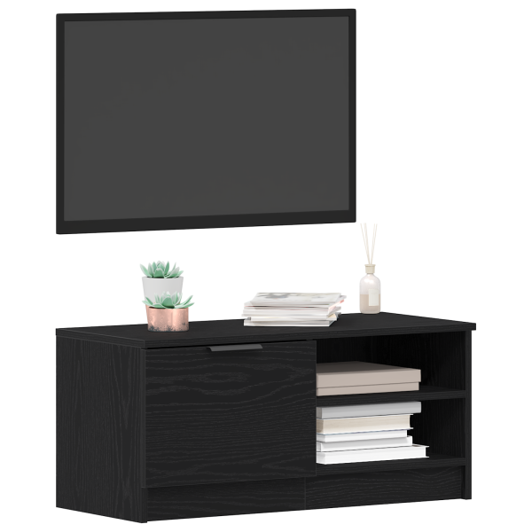Mueble de TV madera de ingeniería roble negro 80x35x36.5 cm M 3