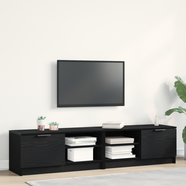 Mueble de TV 2 pzas madera ingeniería roble negro 80x35x36.5 cm D