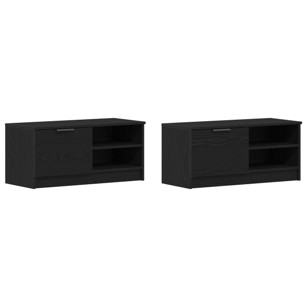 Mueble de TV 2 pzas madera ingeniería roble negro 80x35x36.5 cm M 2