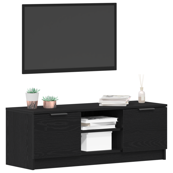 Mueble de TV madera de ingeniería roble negro 102x35x36.5 cm M 3