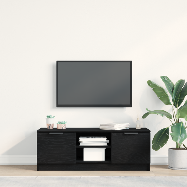 Mueble de TV madera de ingeniería roble negro 102x35x36.5 cm M 4