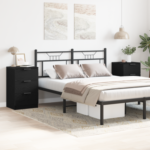 Conjuntos de Mesas de Cabeceira  2 peças Carvalho Preto 40x65x65 cm Feitas de Madeira Engenharia M 4