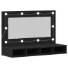 Mueble espejo LED madera ingeniería roble negro 90x31.5x62 cm 2