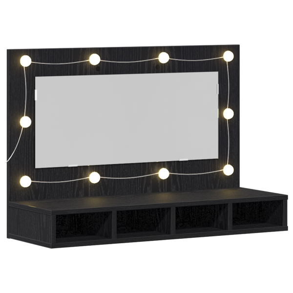 Mueble espejo LED madera ingeniería roble negro 90x31.5x62 cm M 4
