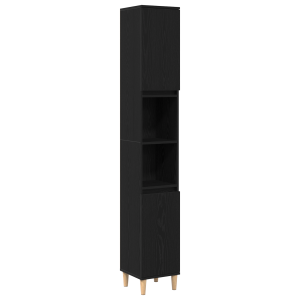 Mueble de baño madera de ingeniería roble negro 30x30x190 cm H
