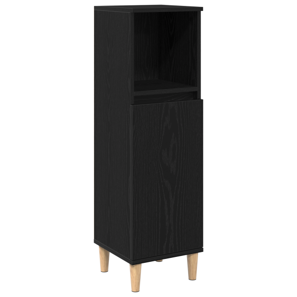Mueble de baño madera de ingeniería roble negro 30x30x100 cm M 2