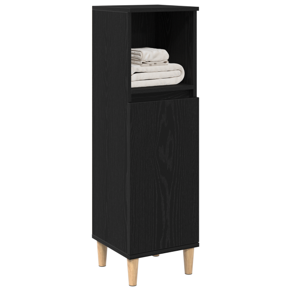 Mueble de baño madera de ingeniería roble negro 30x30x100 cm M 3