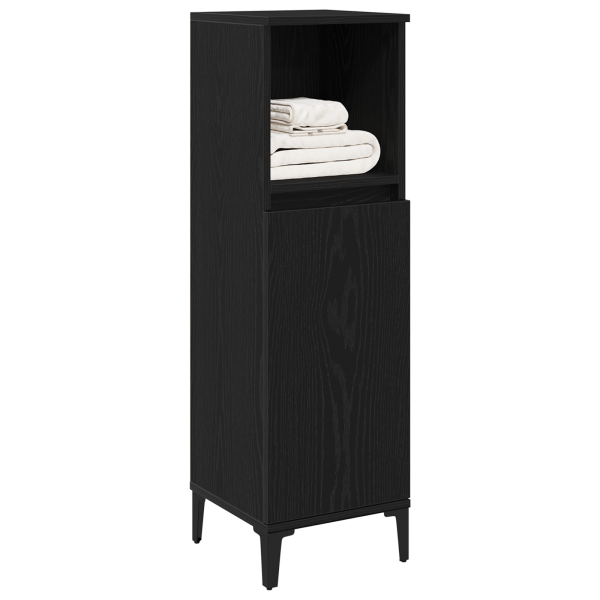 Mueble de baño madera de ingeniería roble negro 30x30x100 cm M 3