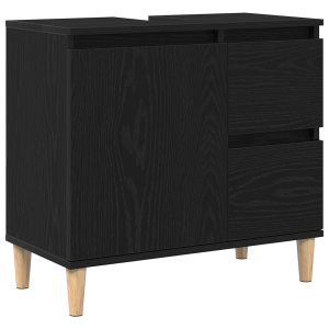 Mueble de lavabo madera de ingeniería roble negro 65x33x60 cm H