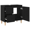 Mueble de lavabo madera de ingeniería roble negro 65x33x60 cm 5